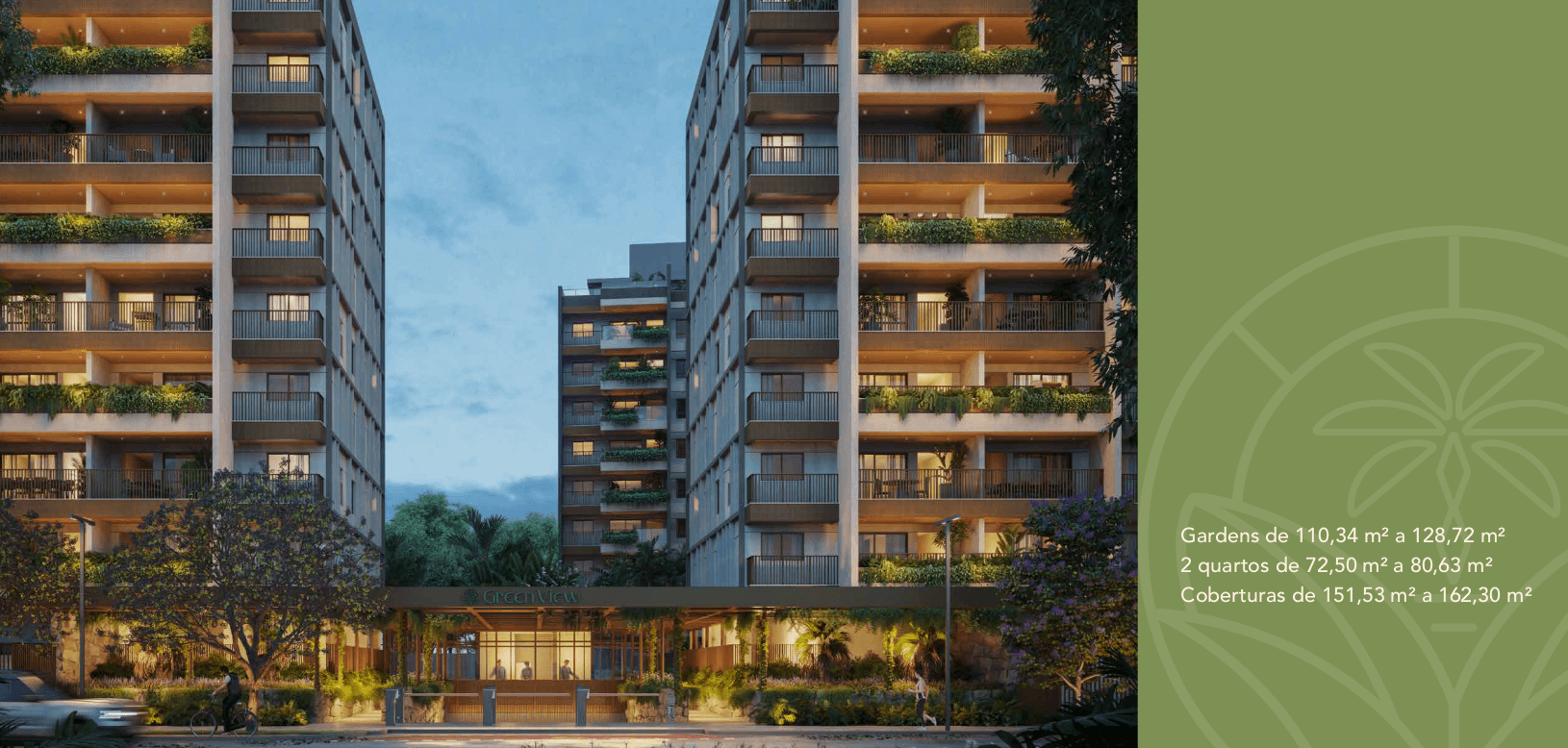 Fachada moderna do Green Park Barra na Barra da Tijuca